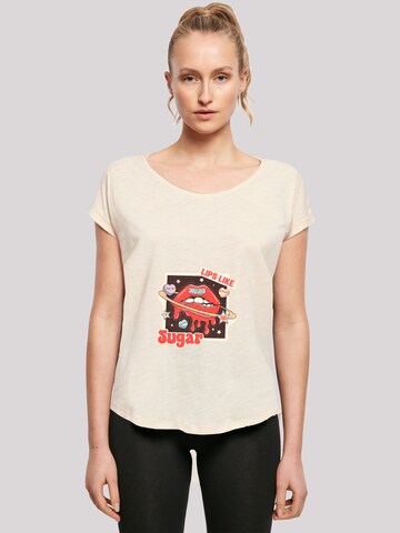 T-shirt 'Lips Like Sugar Valentinstag' F4NT4STIC en beige : devant