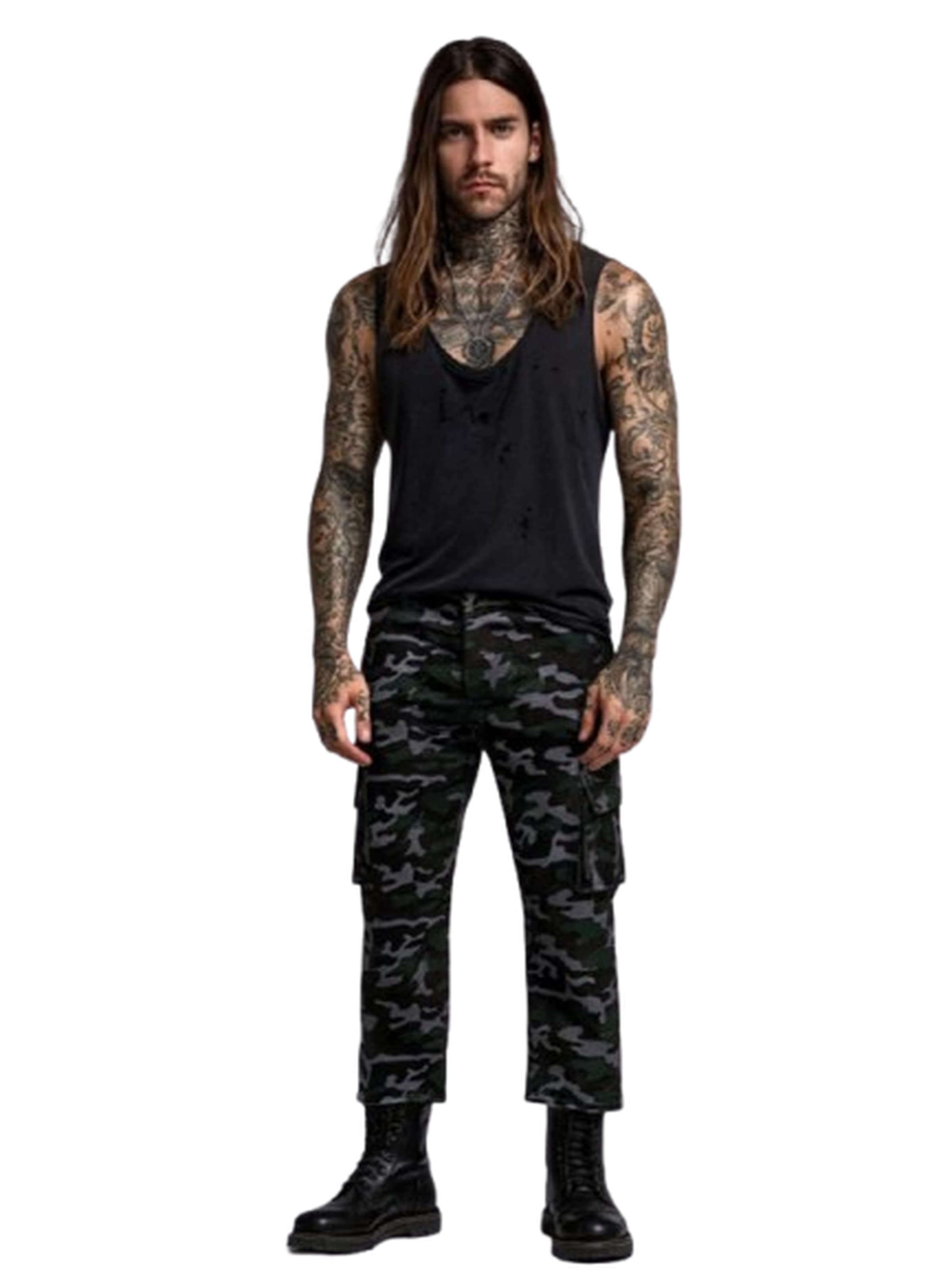 Yoxeone regular Cargobukser 'ROCK' i grøn