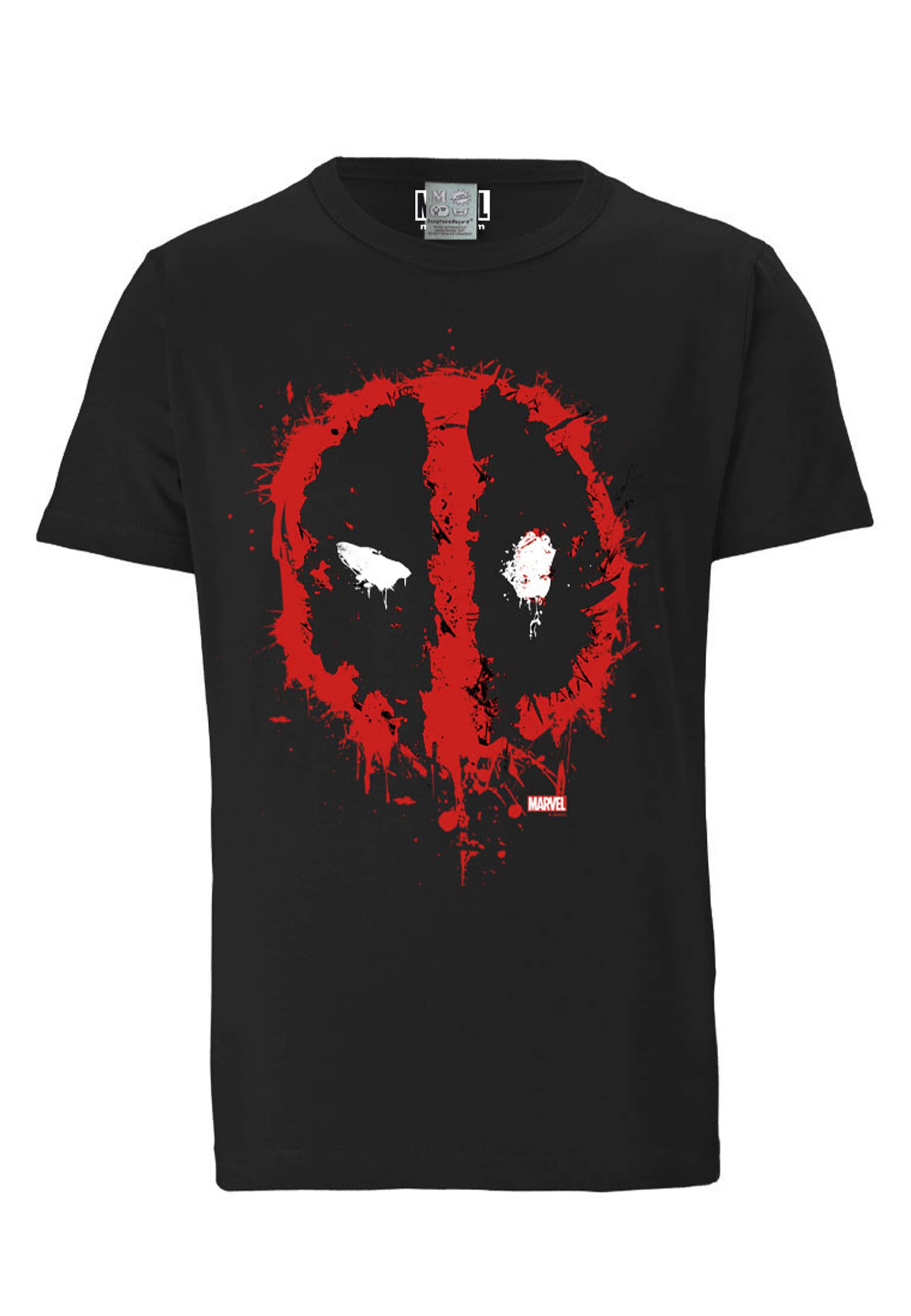 LOGOSHIRT T-Shirt 'Marvel Deadpool Face' in Schwarz: Vorderseite