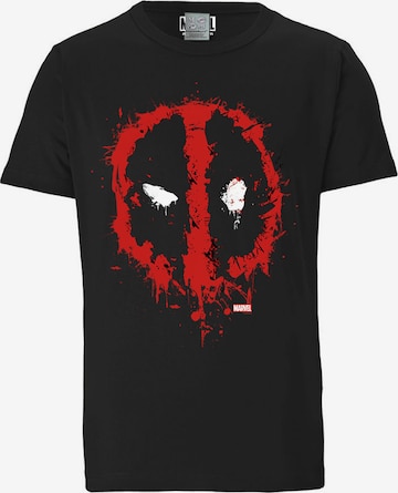 LOGOSHIRT T-Shirt 'Marvel Deadpool Face' in Schwarz: predná strana