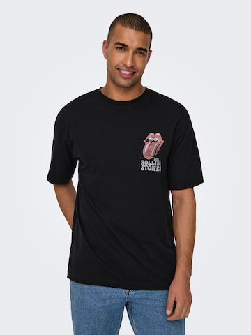 Only & Sons - Camisa 'ROLLING STONES' em preto: frente