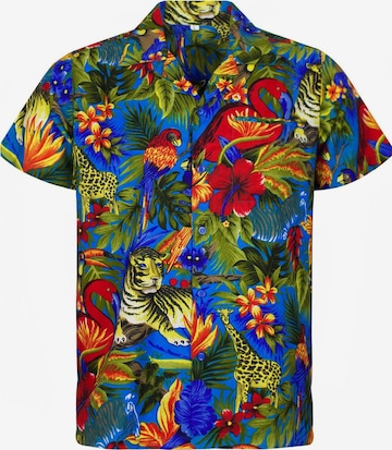 King Kameha Shirt 'Jungle' in Blue: front
