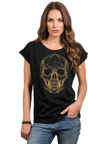 MAKAYA Shirt 'Line Skull' in Black: front