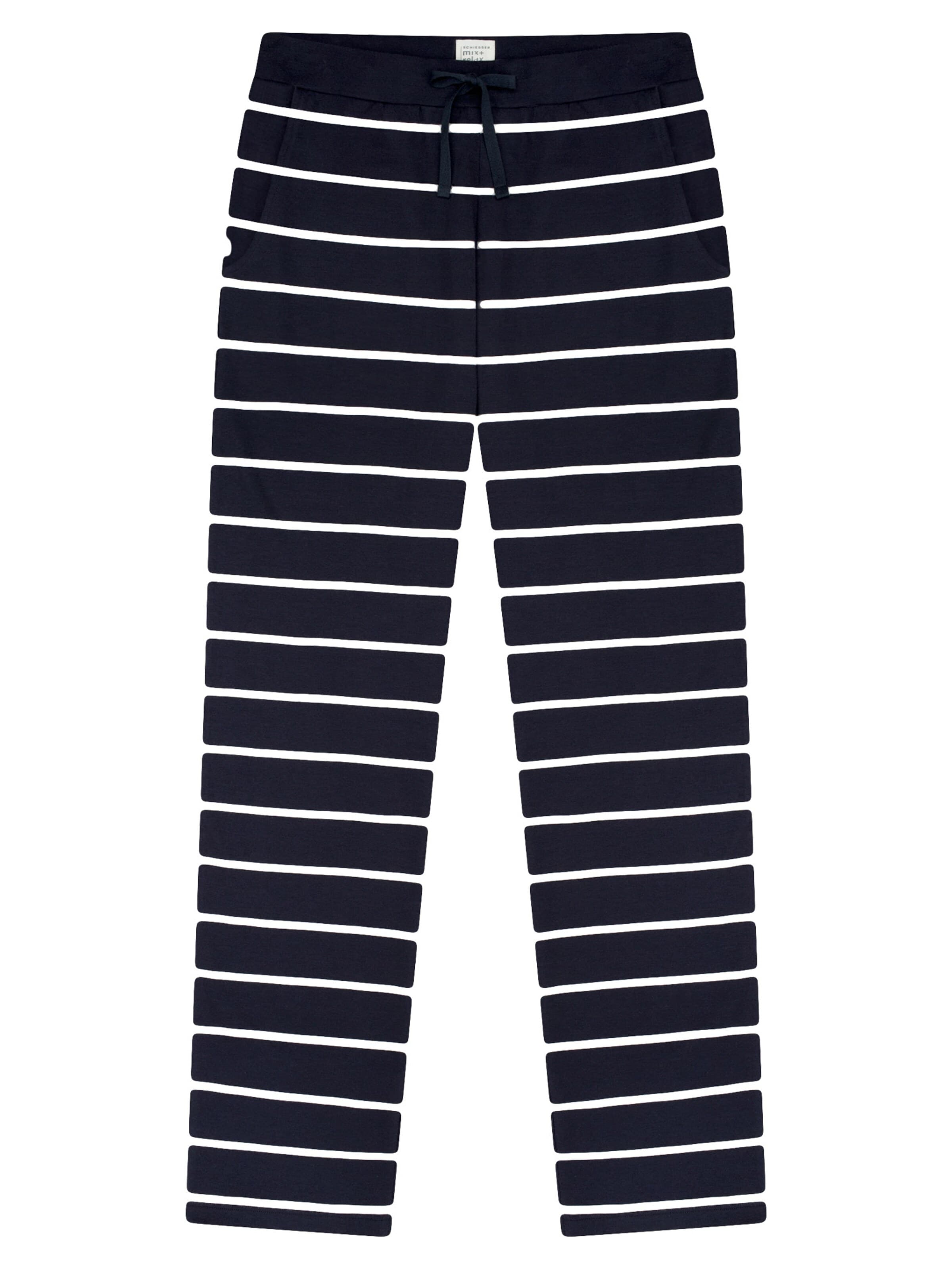 SCHIESSER Pyjamahose 'Mix & Relax' in S in dunkelblau / weiß, Produktansicht