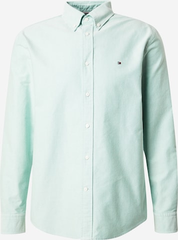 TOMMY HILFIGER Button Up Shirt 'Heritage' in Green: front