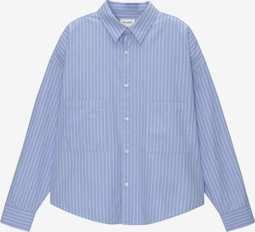 Pull&Bear Comfort fit Button Up Shirt in Blue: front