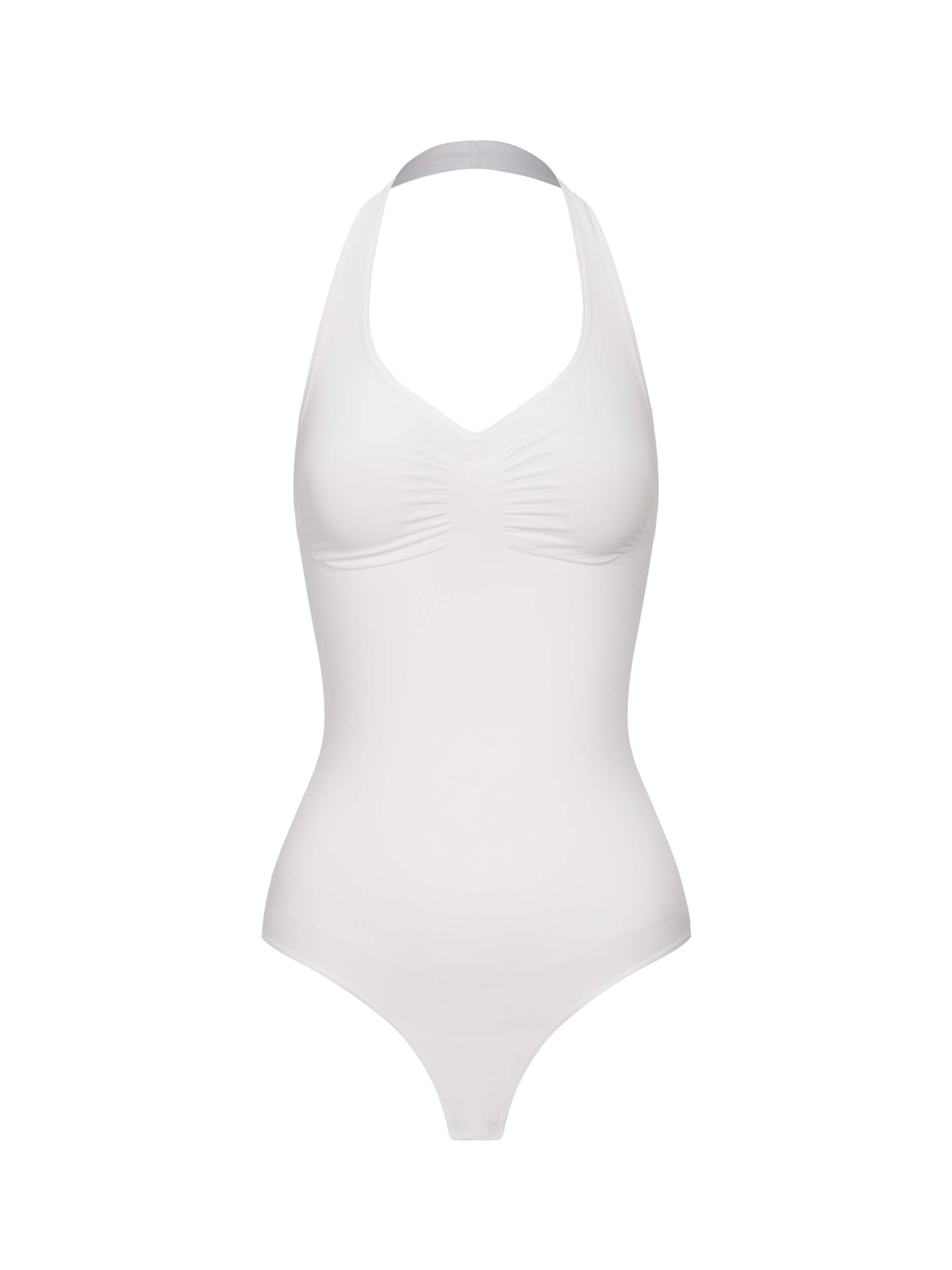 Body modellante 'Neckholder Shapewear mit String' di cfab (formerly creamy fabrics) in bianco: frontale