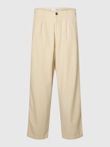 SELECTED HOMME Loose fit Pleat-Front Pants in Beige: front