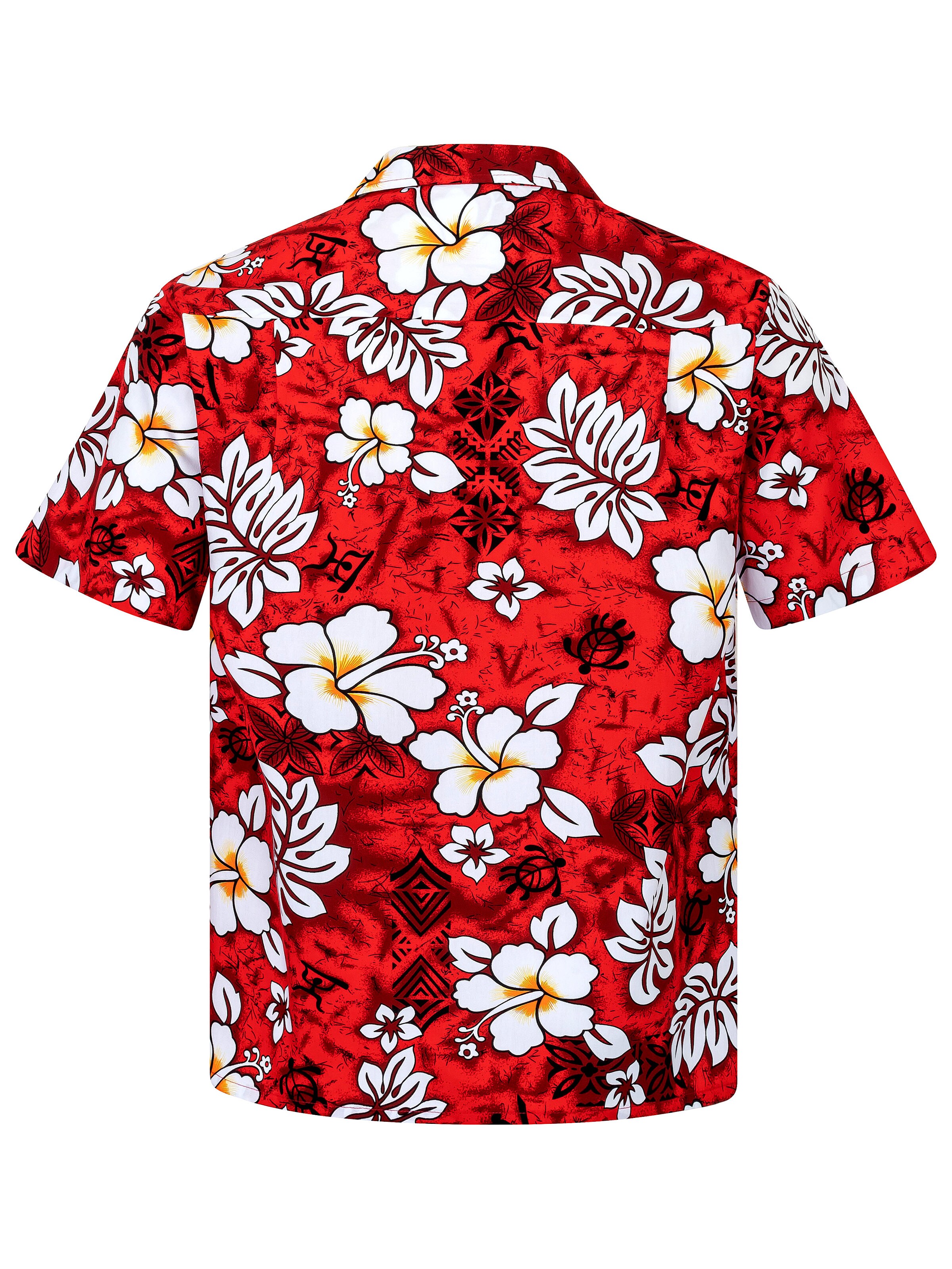 Hawaiihemdshop.de Regular fit Button Up Shirt 'Hawaiishirt Classic Flowers' in Red