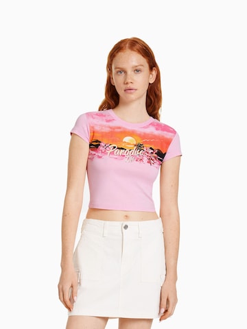 T-shirt Bershka en rose : devant