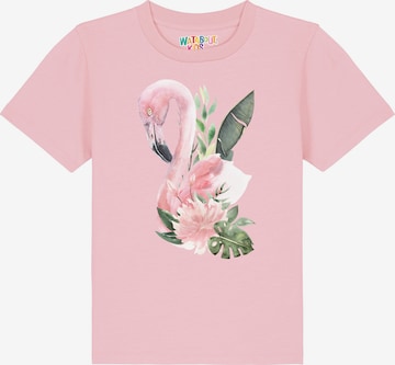 watabout.kids T-Shirt 'Flamingo Mit Blumen' in Pink: Vorderseite