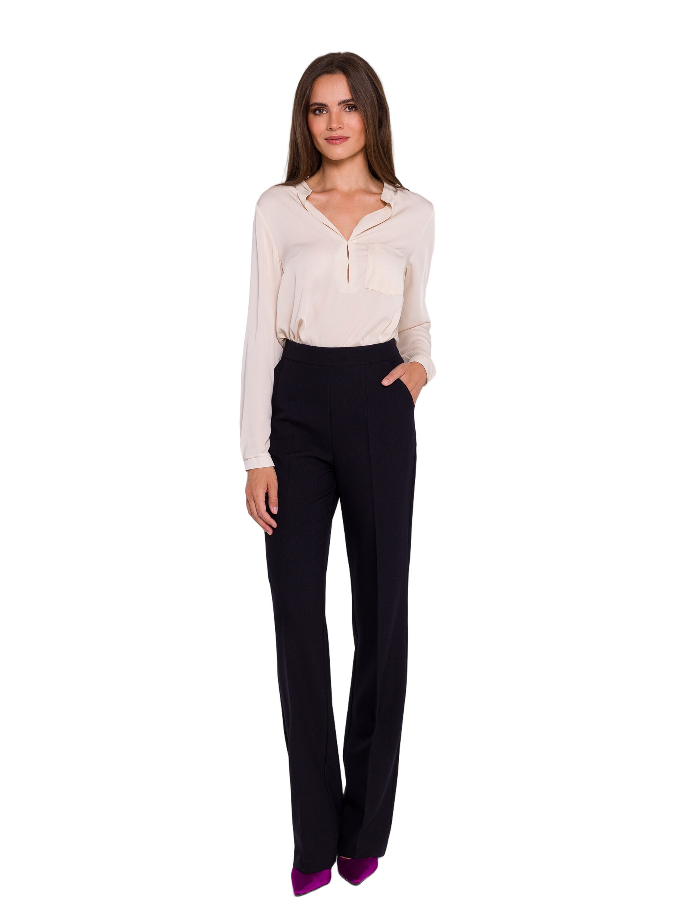 Bootcut Pantaloni cu dungă de la Stylove pe negru