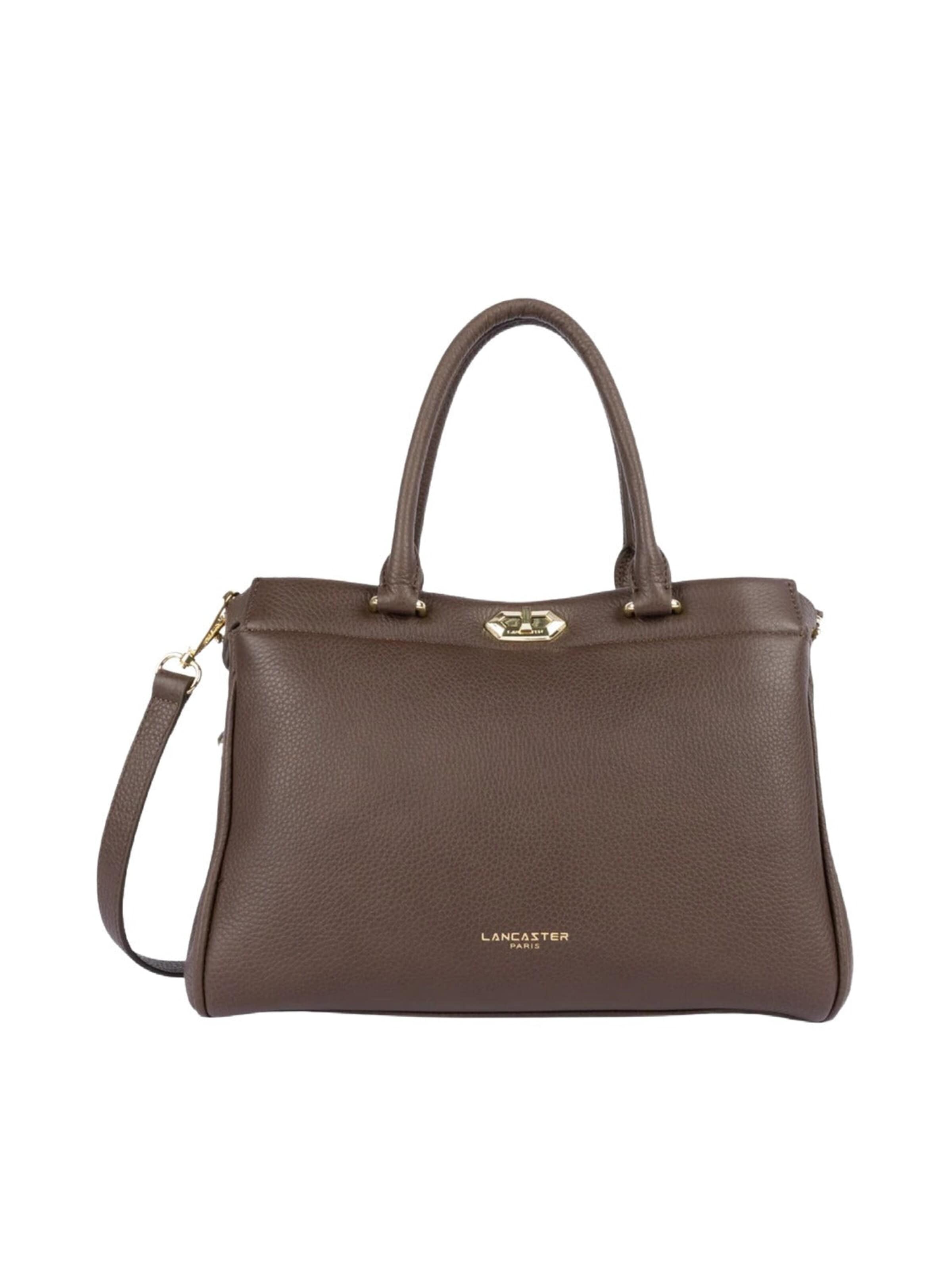 LANCASTER Paris Handbag 'Lancaster Sac cabas main Avec fermoir Mademoiselle ROMY Marron' in Brown: front