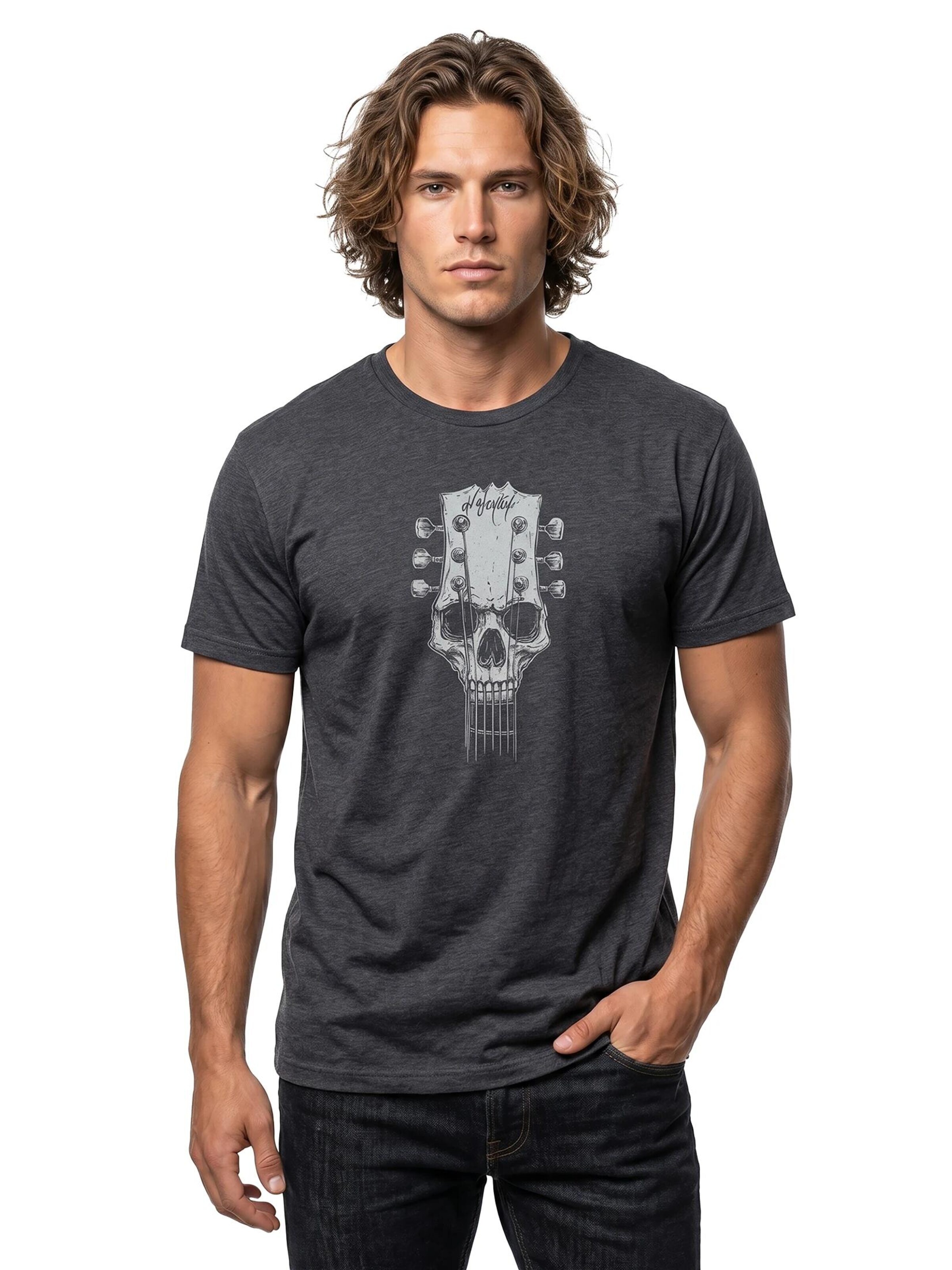 MAKAYA Shirt 'Gitarrenkopf' in Grey