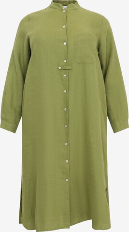 Yoek Blouse 'Linen' in Groen: voorkant