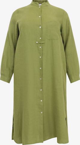 Yoek Blouse 'Linen' in Groen: voorkant