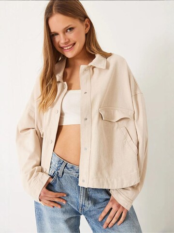 Veste mi-saison Bianco Lucci en beige : devant