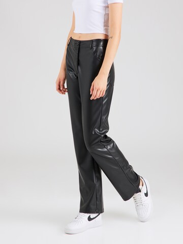 TOPSHOP Regular Trousers in Black: front