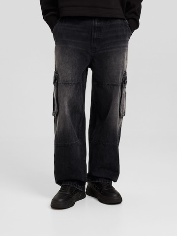 Bershka Loosefit Jeans in Zwart: voorkant