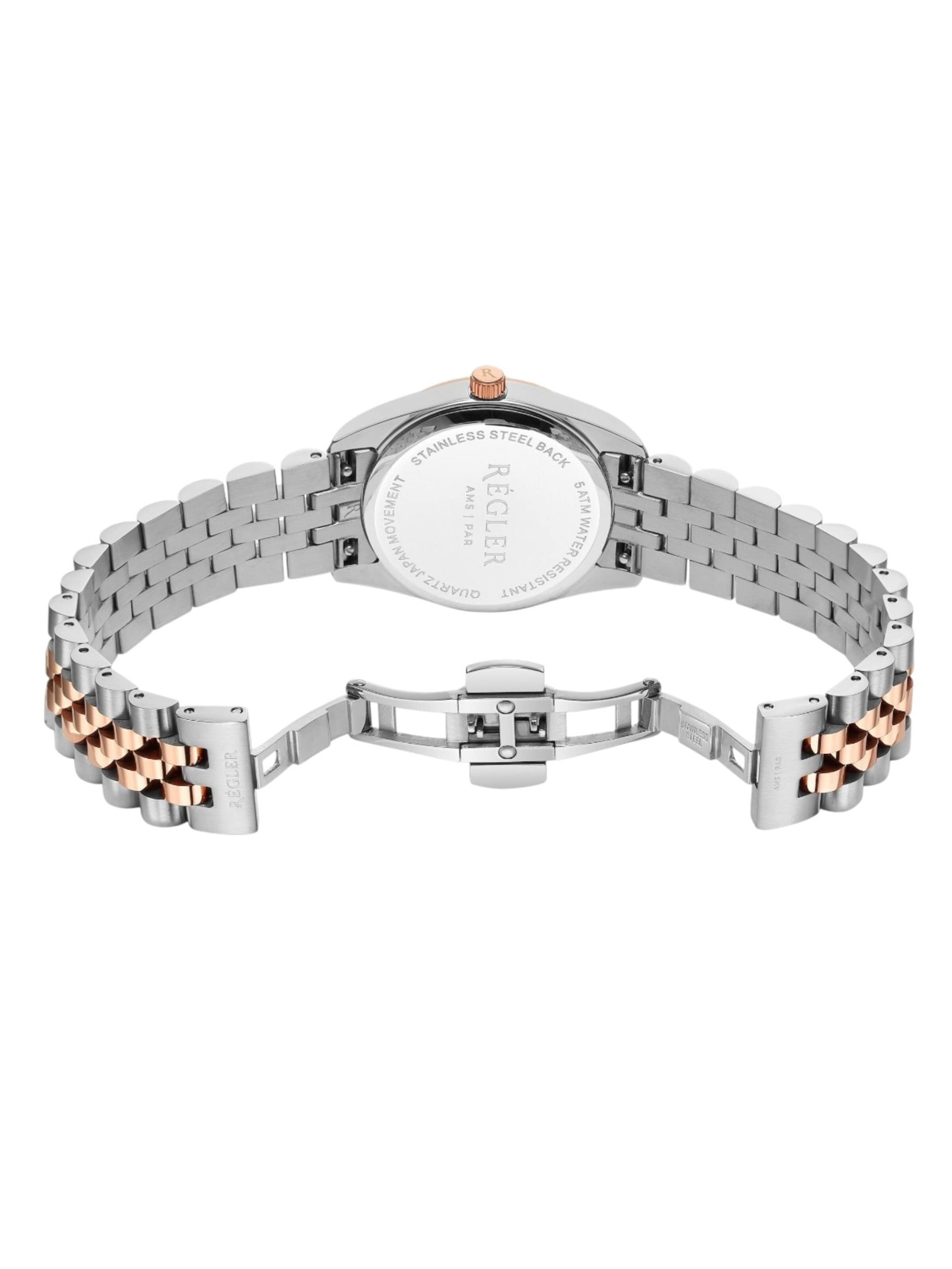 Régler Zegarek analogowy 'Régler Infinité Steel Bicolor Silver/Rose Gold - Pearl' w kolorze złoty