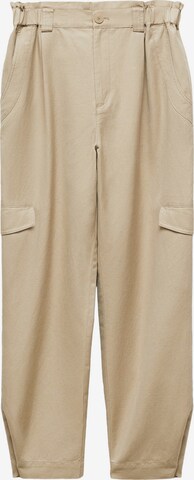 MANGO Wide Leg Bukser med lægfolder 'Nick' i beige: forside