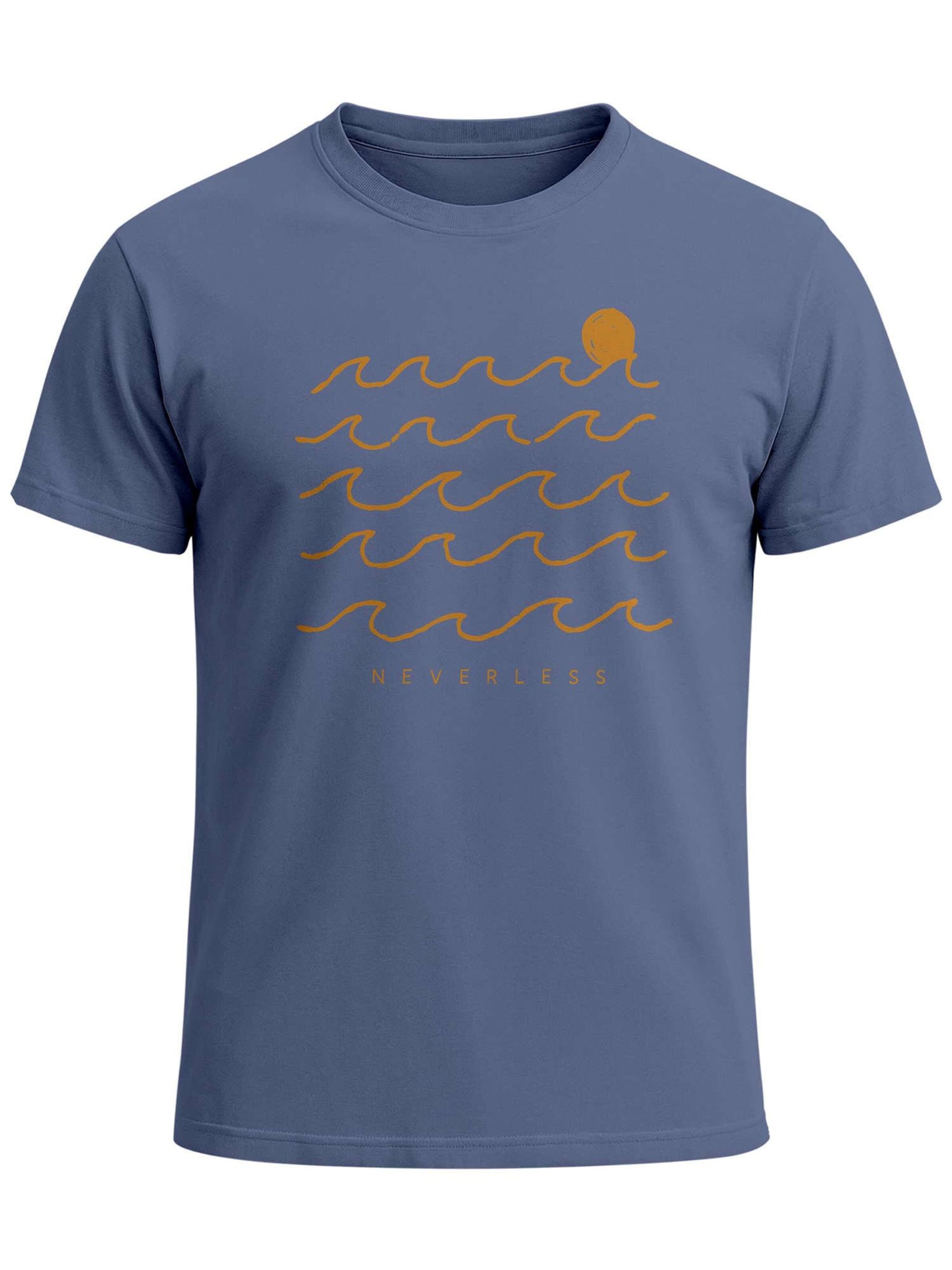 Neverless Shirt 'Wellen Sonne'‌‌‌‌‌‌‌‌‌‌ in Blau: Vorderseite
