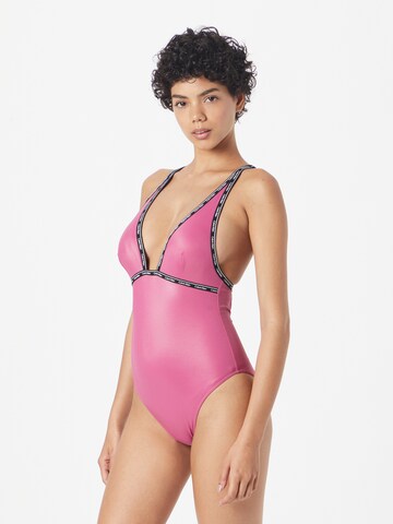 Calvin Klein Swimwear Triangle Swimsuit in Pink: front