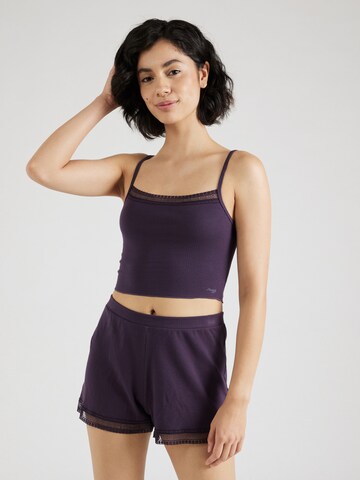 SLOGGI Pajama shirt 'GO Ribbed' in Purple: front