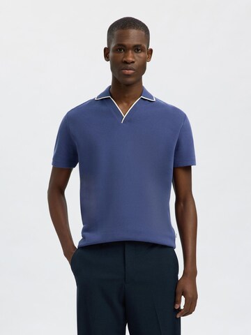T-Shirt SELECTED en bleu : devant