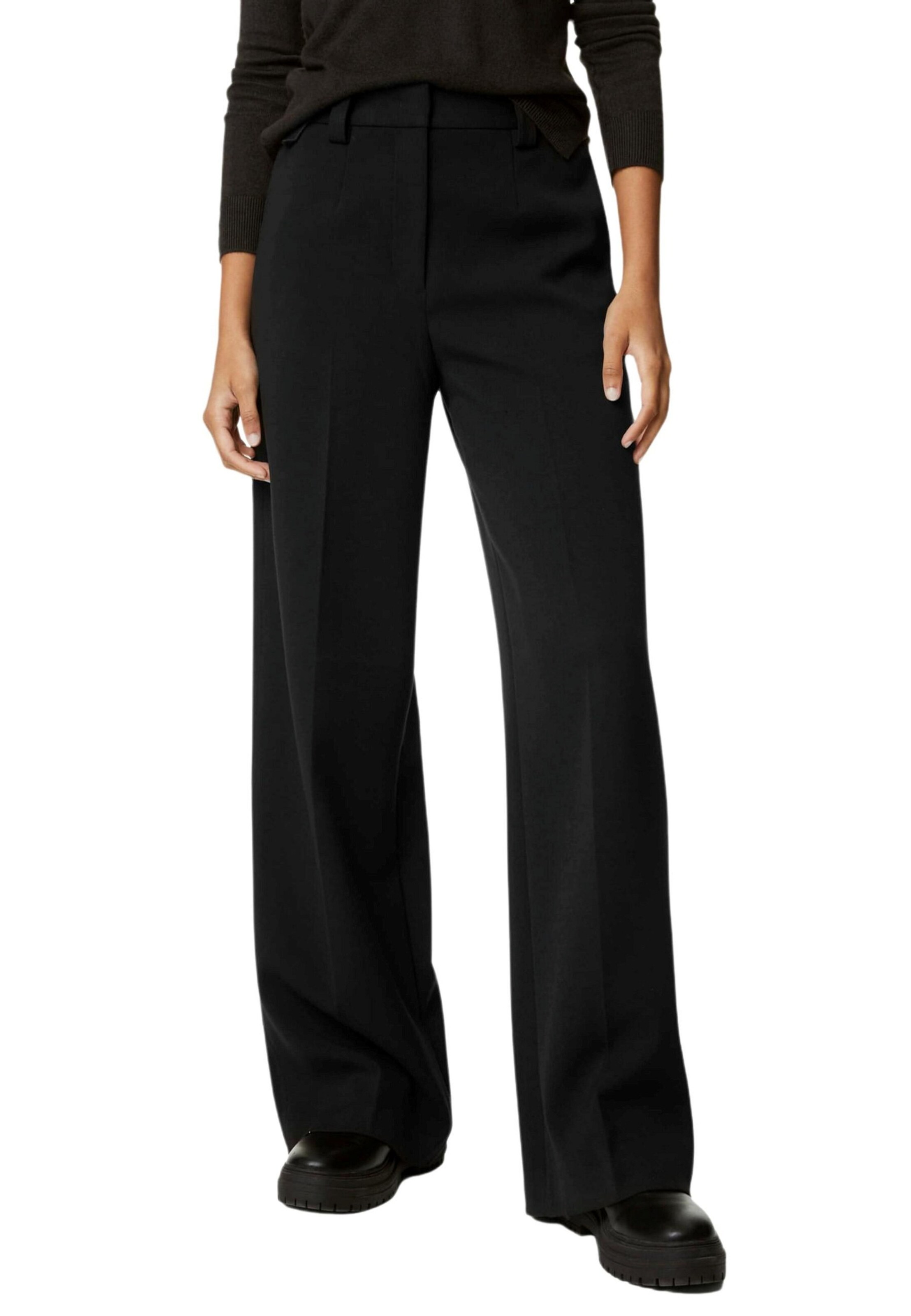 Marks & Spencer Wide leg Pantalon in Zwart: voorkant