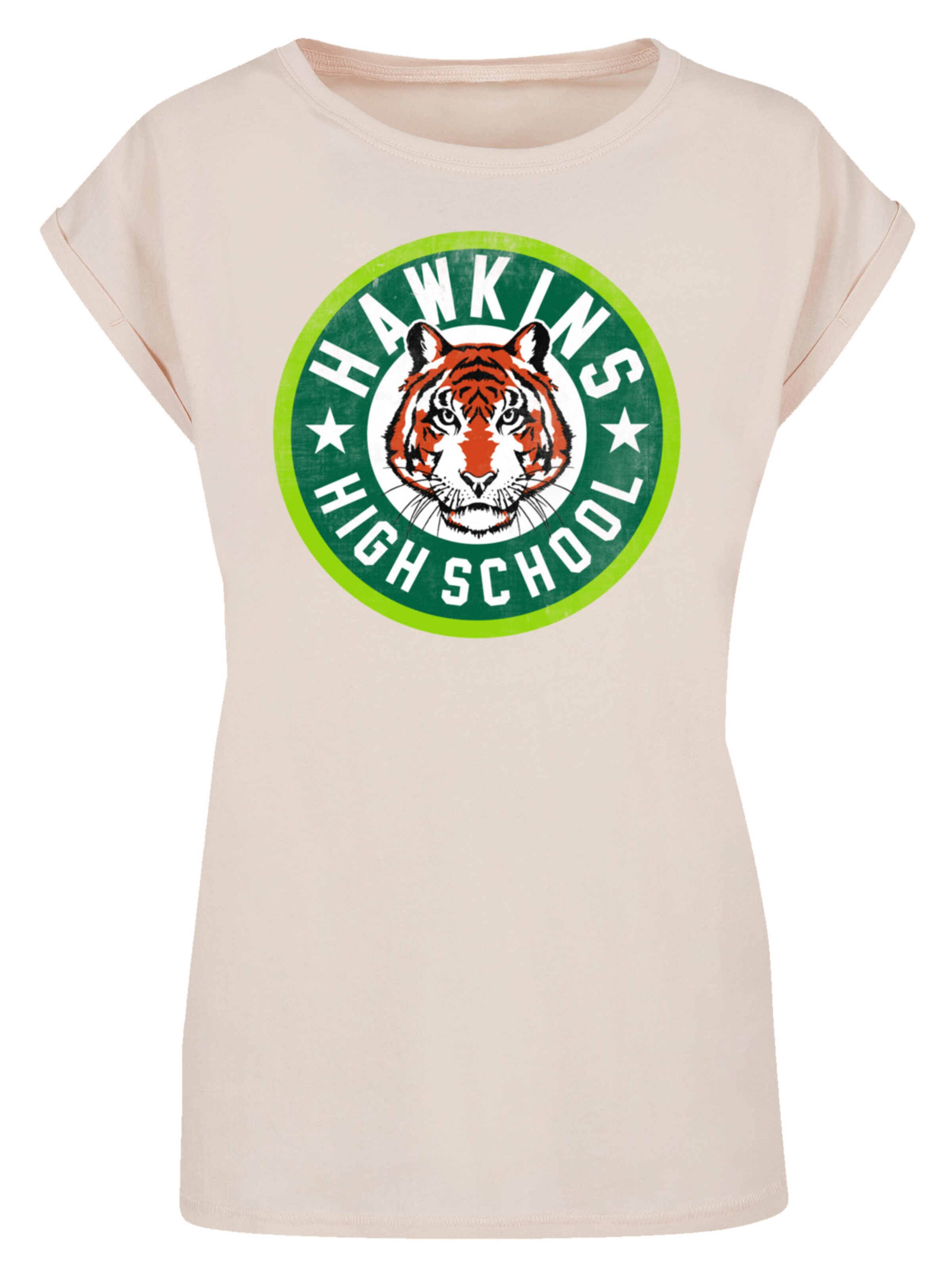 T-shirt 'Stranger Things Hawkins Tiger Circle Netflix TV Series' F4NT4STIC en beige : devant