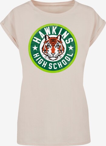 T-shirt 'Stranger Things Hawkins Tiger Circle Netflix TV Series' F4NT4STIC en beige : devant