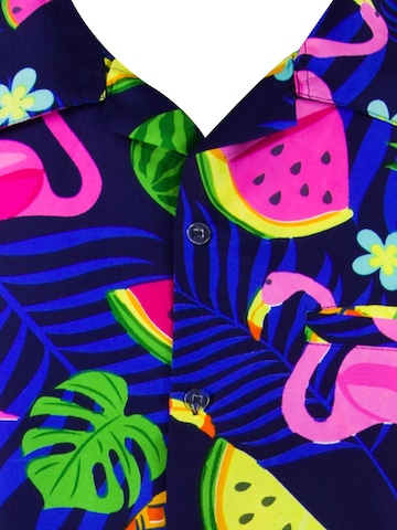 King Kameha Shirt 'Flamingo Melon' in Blue