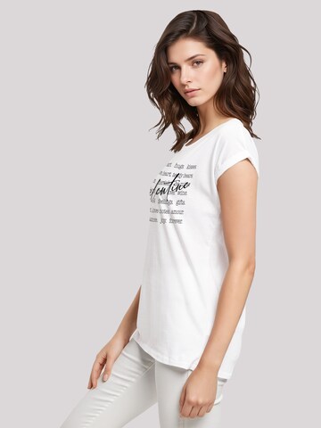 F4NT4STIC Shirt 'Valentine Herz Hugs Kisses Love Flowers Joy' in White