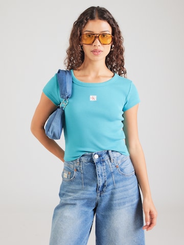 T-shirt Calvin Klein Jeans en bleu : devant