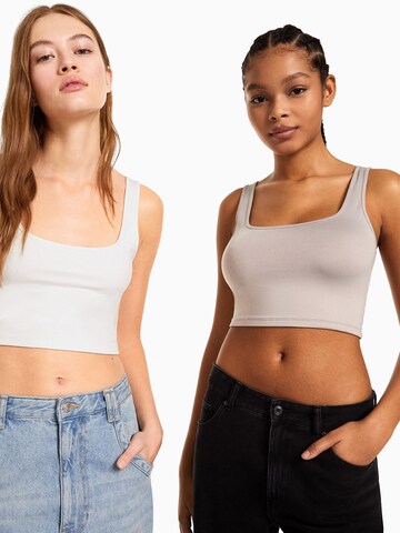 Bershka Top - bézs: elől