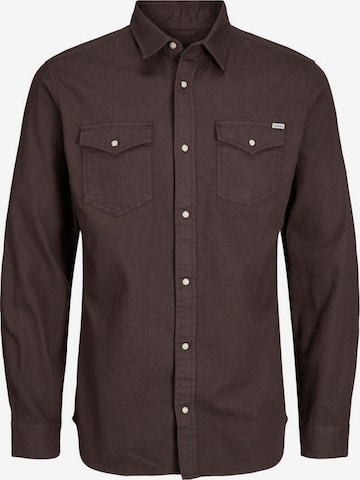 JACK & JONES Button Up Shirt 'Sheridan' in Brown: front