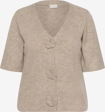 KAFFE CURVE Gebreid vest 'KCrosa' in Beige: voorkant