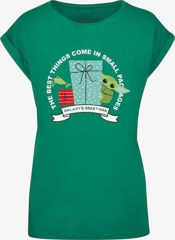 ABSOLUTE CULT Shirt 'The Mandalorian - Galaxy's Greetings' in Green: front