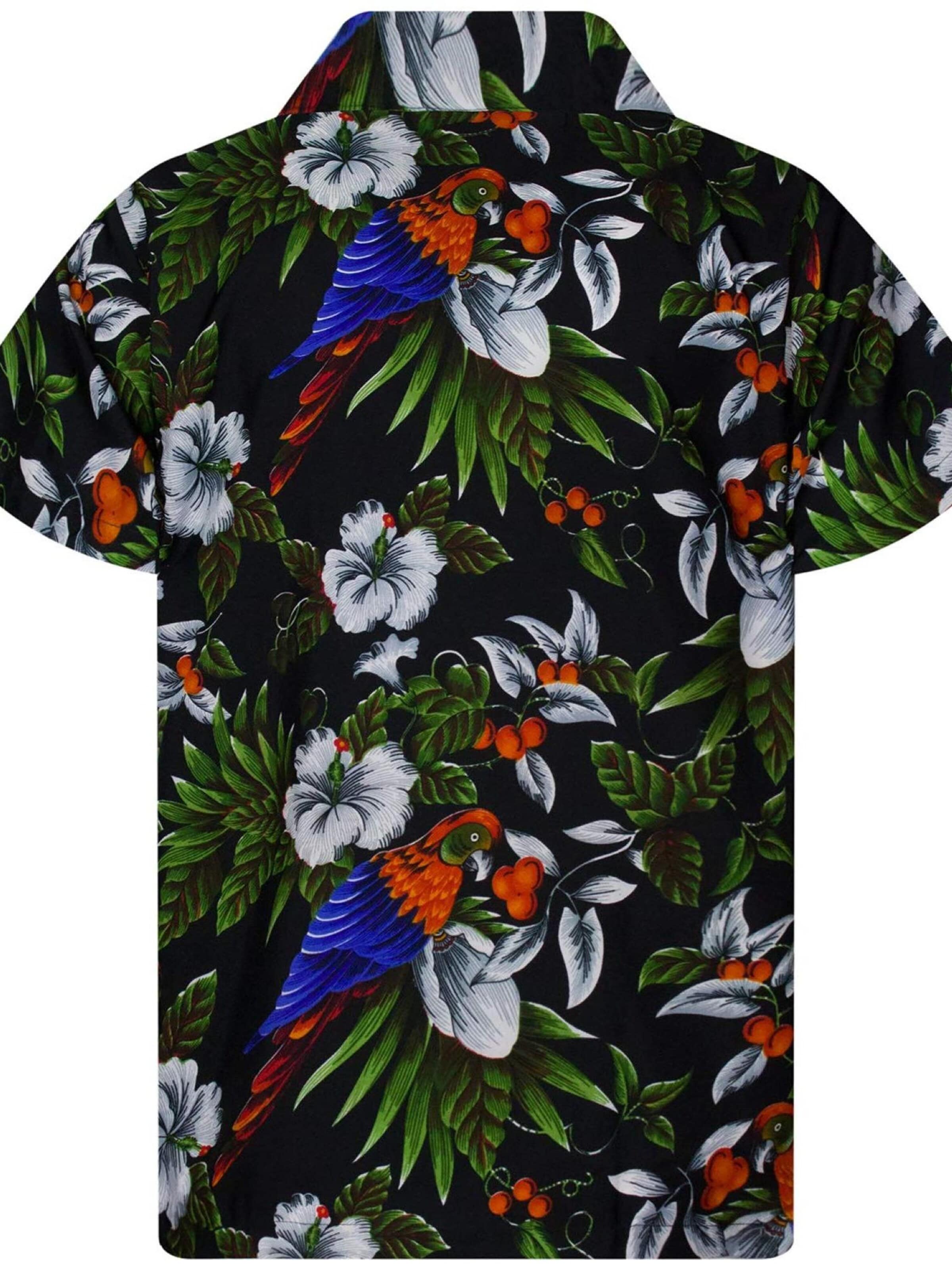 King Kameha Regular fit Overhemd 'Cherryparrot' in Zwart