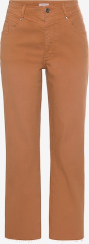 LASCANA Wide leg Jeans in Brown: front