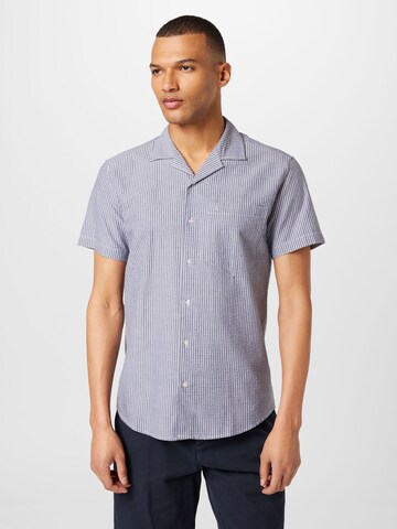 Clean Cut Copenhagen - Regular Fit Camisa 'Julius Seersucker' em azul: frente