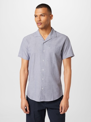 Clean Cut Copenhagen Regular fit Overhemd 'Julius Seersucker' in Blauw: voorkant