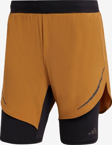 ADIDAS PERFORMANCE Slimfit Sportbroek 'Heat.Rdy Hiit 2-In-1 ' in Bruin: voorkant