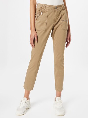 Coupe slim Pantalon 'Rich' MAC en beige : devant