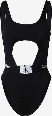 Calvin Klein Swimwear Bralette Swimsuit in Black: front