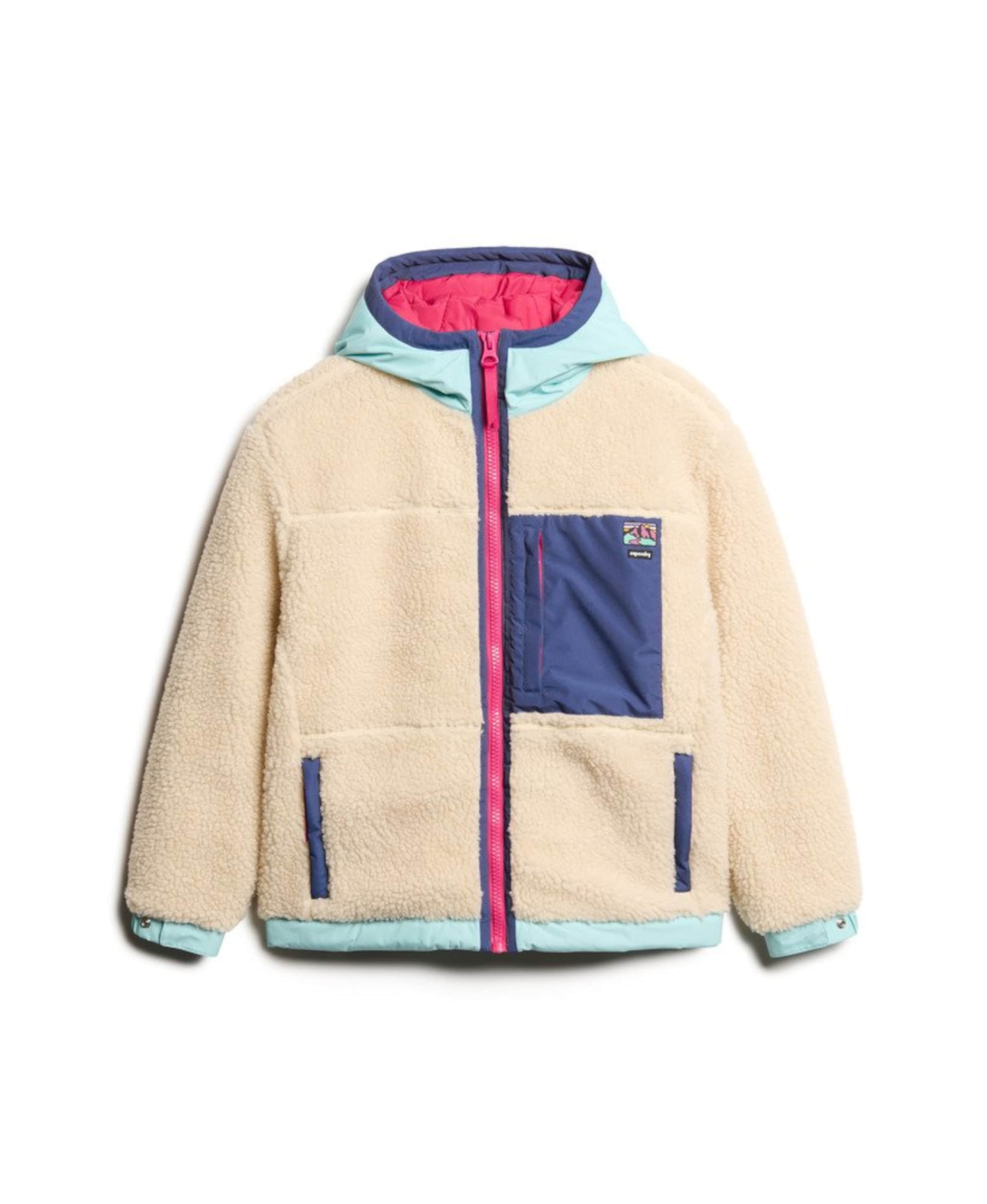 Superdry Fleece jas in Beige: voorkant