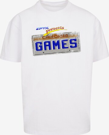 F4NT4STIC Shirt 'California Games Plate Retro Gaming SEVENSQUARED' in Wit: voorkant