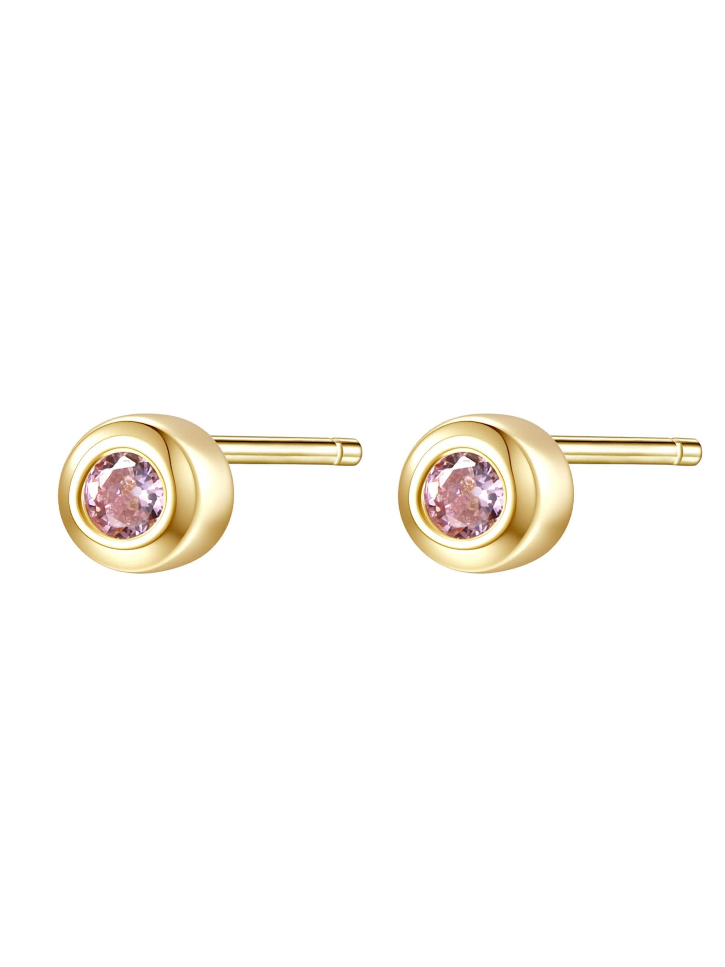 Orecchini 'Pink Bezel Cubic' di Hey Happiness in oro