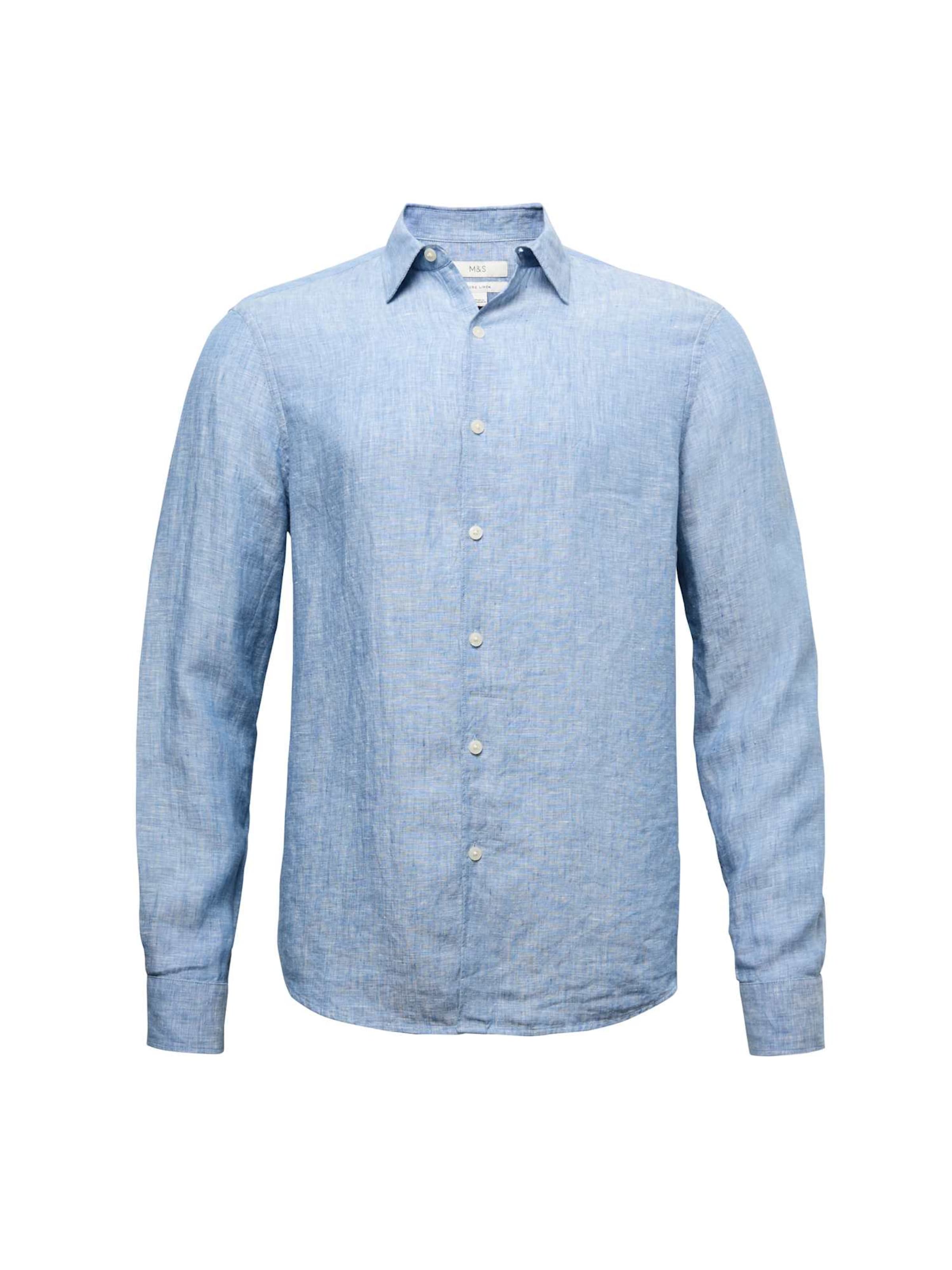 Marks & Spencer Regular fit Overhemd in Blauw: voorkant